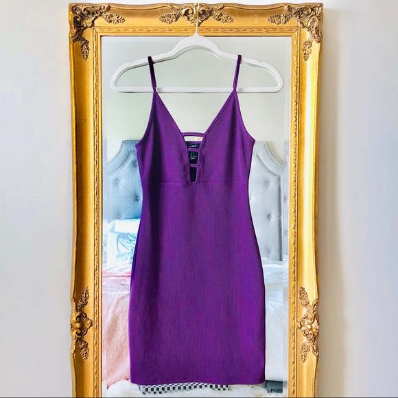 Dresses & Skirts - Purple BodyCon Sexy Plunge Strap Cutout Neckline